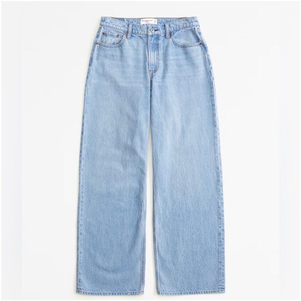 Abercrombie Jeans Womens 25 Long Blue Mid Rise Wide Leg Light Wash Baggy Denim